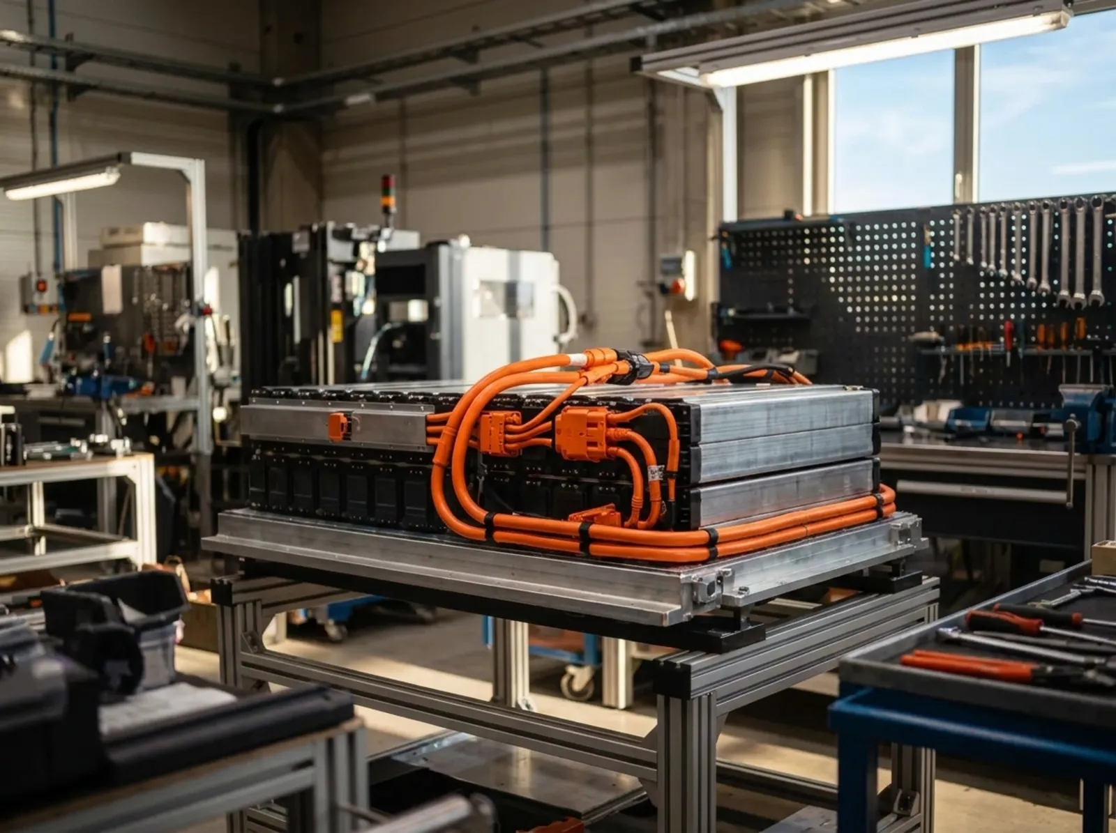 EV battery pack with high-voltage cabling