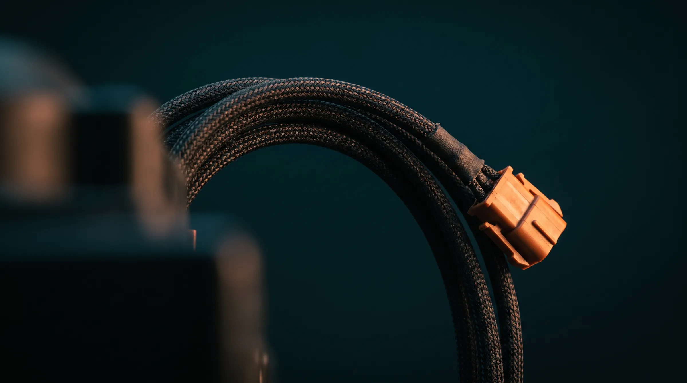 Automotive wire harness with orange connector